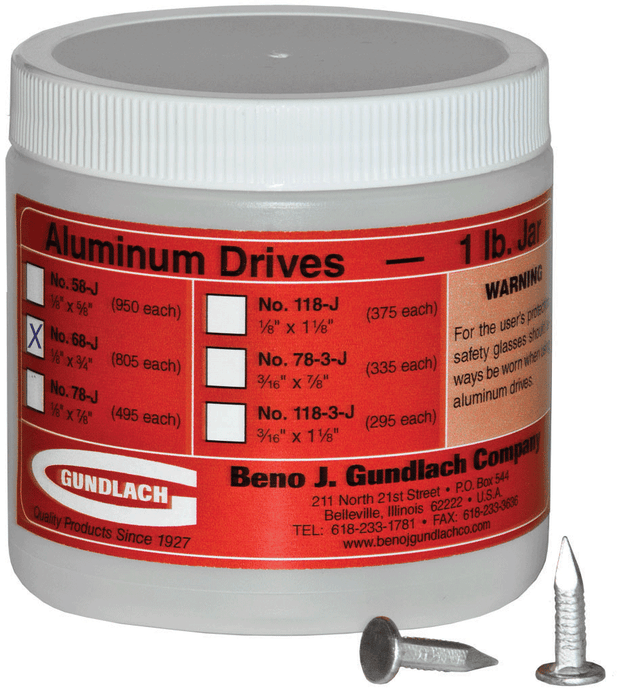 ALUMINUM DRIVES, 1/8" X 3/4" (1 LB JAR), Primary Image