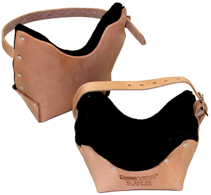 "DOUBLE STUFF" LEATHER KNEE PADS WITH BUCKLE, Primary Image