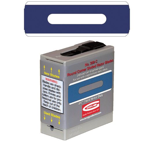 ROUND CORNER SLOTTED RAZOR BLADES (100/PACK), Primary Image