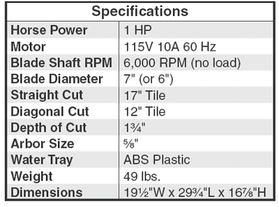 7" TILE SAW, Alternate Image